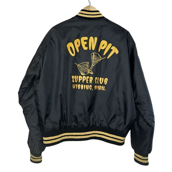 OPEN PIT Vintage Supper Club Silky Satin Jacket Size Large - Picture 1 of 11